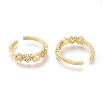 Anillo ajustable corazón midi ring baño de oro / unidad