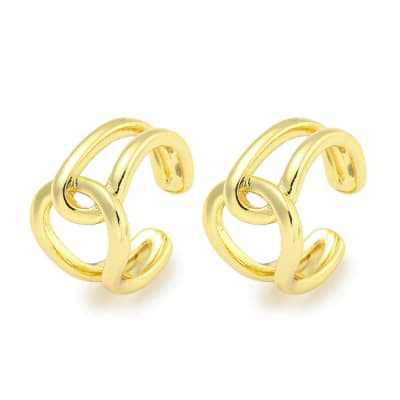 Ear cuff aros solitarios eslabones entrelazados 16 mm baño oro / unidad