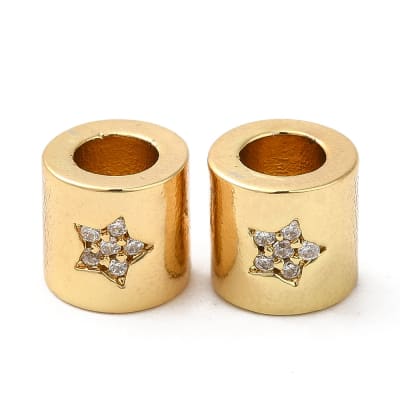Cuenta pasador estilo europeo estrella zircón baño de oro / unidad