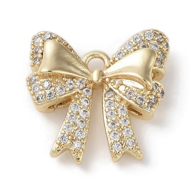 Dije colgante lazo coquette 14 mm baño oro / unidad