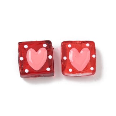 Dije pasador cuboide 16x15 mm corazón murano / unidad