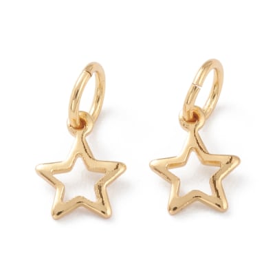 Dije colgante mini estrella star 8 mm baño de oro / unidad