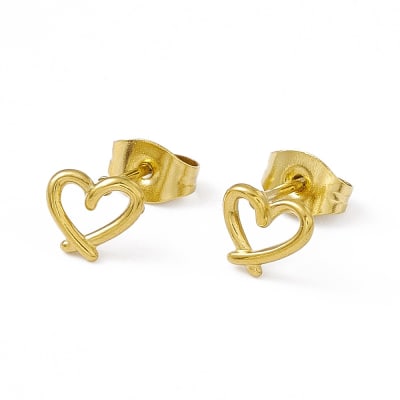 Aros topo topito corazón silueta 6 mm acero / par