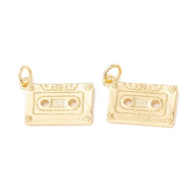 Dije colgante cinta musical cassette baño de oro / unidad