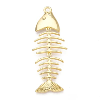 Maxi dije colgante espina de pescado pez 84 mm baño de oro / unidad