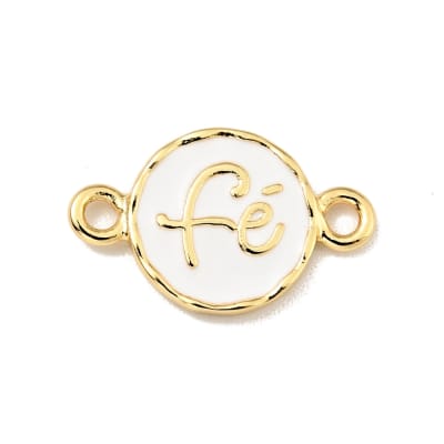 Dije conector esmaltado círculo fe 15 mm baño oro / unidad