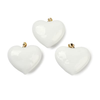 Maxi dije colgante corazón blanco 28.5 mm murano baño oro / unidad