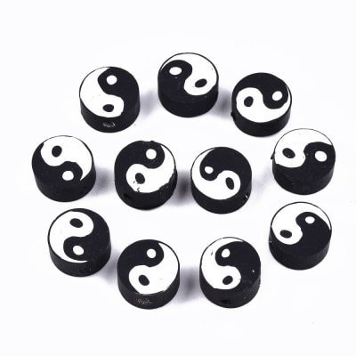 Pasador arcilla polimérica Yin Yang fimo / 12 uds