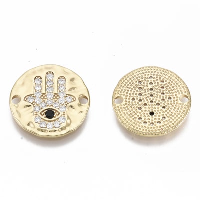 Dije conector hamsa mano de fátima protección baño de oro / unidad