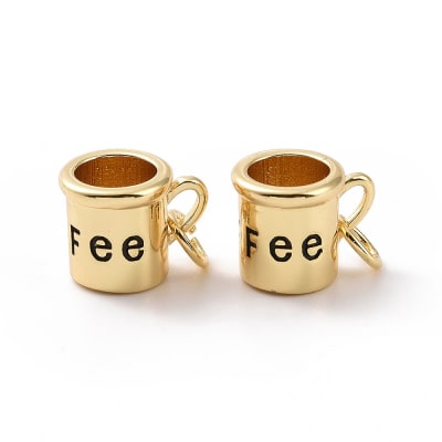 Dije colgante esmaltado taza de café 11 mm baño de oro / unidad