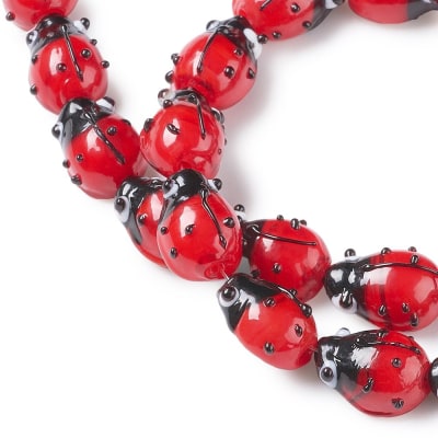 Dije pasador chinita mariquita 15 mm murano / unidad