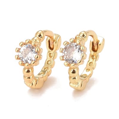 Aros argollas huggie punto de luz 10.5 mm baño de oro / par