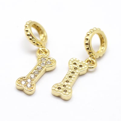 Colgante europeo charm hueso mascota perro dije baño de oro / unidad