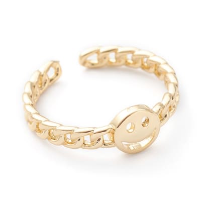 Anillo ajustable smiley face sonrisa baño de oro / unidad
