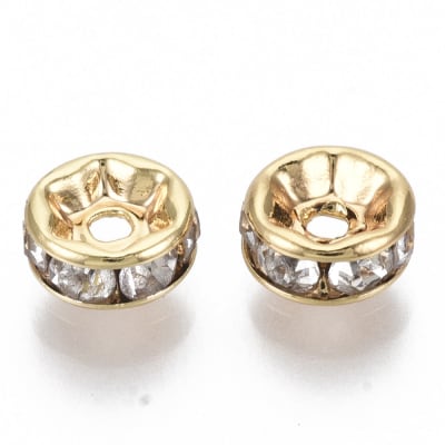 Separador plano redondo 6x2.5 mm baño oro zircón / 5 uds