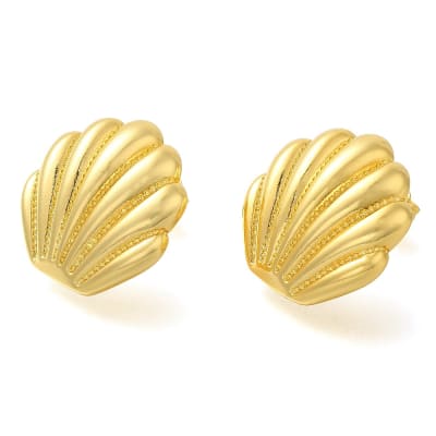 Aros topo topito concha de mar 21 mm baño de oro / par