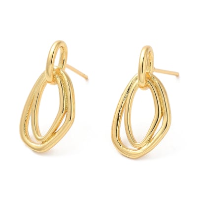 Aros aretes colgantes torción 20 mm baño de oro / par
