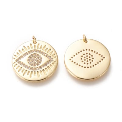 Dije colgante nazar ojo turco zircón baño de oro / unidad