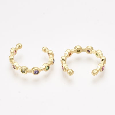 Ear cuff solitarios zircón multicolor 14 mm baño de oro / unidad