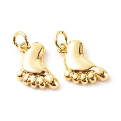 Dije colgante pie bebé 19 mm baño de oro / unidad