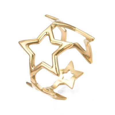 Anillo ajustable estrellas grande acero / unidad