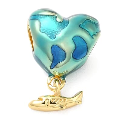 Colgante europeo charm planeta mundo avión baño oro / unidad