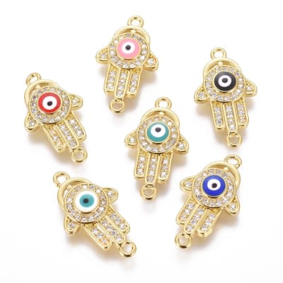 Dije conector hamsa nazar ojo turco baño de oro / unidad