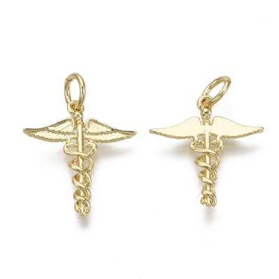 Dije colgante símbolo médico 17.5 mm baño de oro / unidad