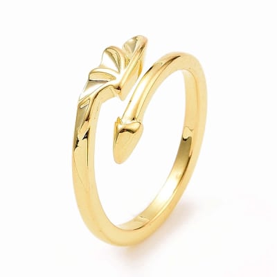 Anillo ajustable minimalista alas de dragón baño de oro / unidad