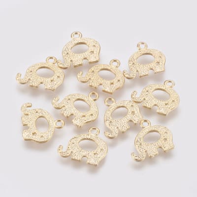 Dije colgante elefante bebé 13 mm baño de oro / unidad