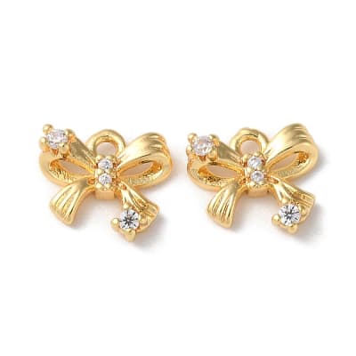Dije colgante lazo coquette zircones 9 mm baño oro / unidad