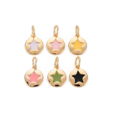 Dije esmaltado mini estrella 10 mm baño de oro / unidad