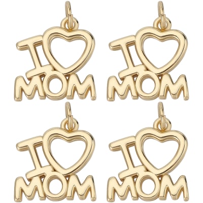 Dije colgante i love mom mamá madre 14.5 mm baño oro / unidad