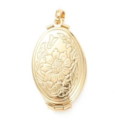 Relicario portafoto locket Triple Flor Baño de Oro cuatro foto / unidad