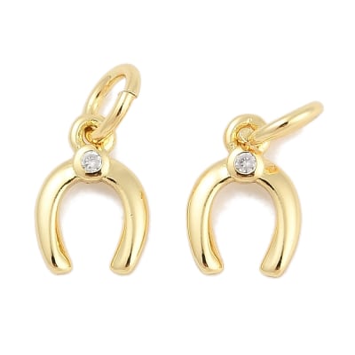 Dije colgante herradura amuleto suerte 9 mm baño oro zircón / unidad