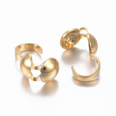 Tapa nudos Calotte acero dorado argolla abierta / 6 uds