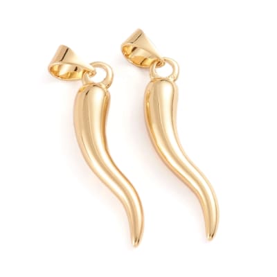 Dije colgante cuerno suerte italiano 26 mm baño de oro / unidad