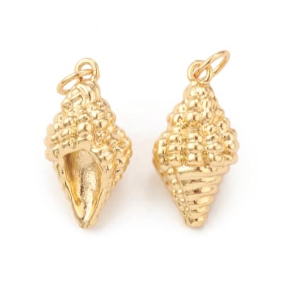Dije colgante caracola caracol 18x9 mm baño de oro platino / unidad