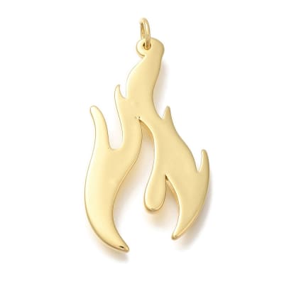 Maxi Dije colgante fuego llama 32 mm  baño de oro / unidad