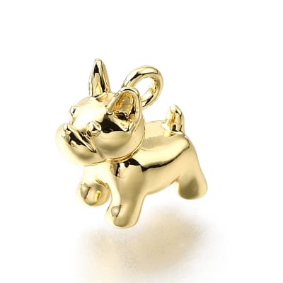 Dije colgante perro bulldog francés 10.5 mm baño oro / unidad