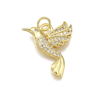 Dije colgante ave colibrí 20.5 mm baño oro / unidad