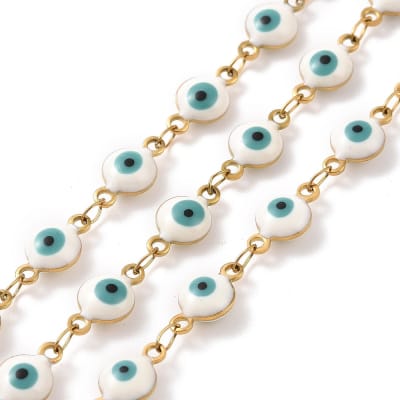 Cadena con ojo turco protección nazar acero dorado / metro