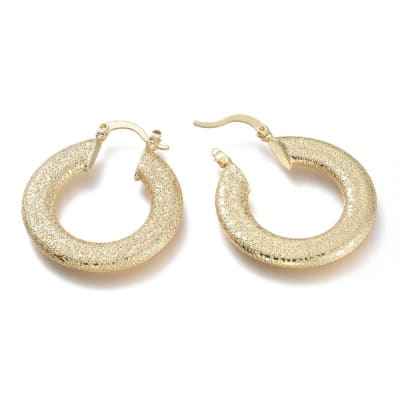 Aros argollas aretes con textura y forma de anillo plano / par