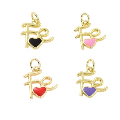 Dije colgante fe religioso corazón esmaltado baño de oro / unidad