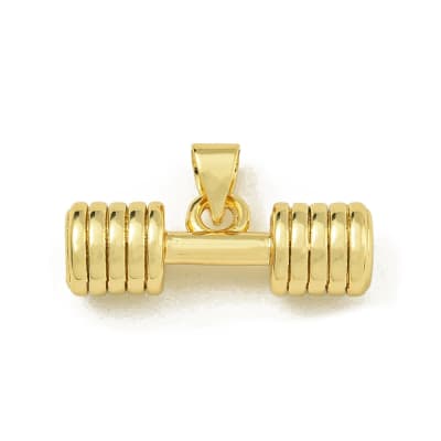 Dije colgante gym pesa mancuerna 22.5 mm baño de oro / unidad