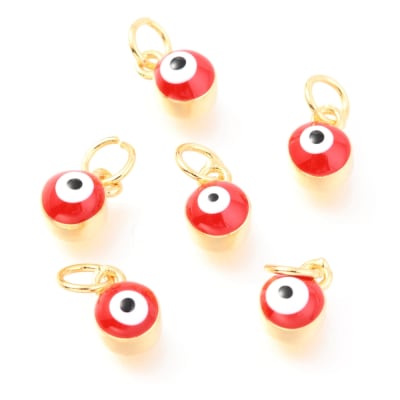Dije esmaltado ojito ojo turco nazar 8 mm baño de oro / unidad