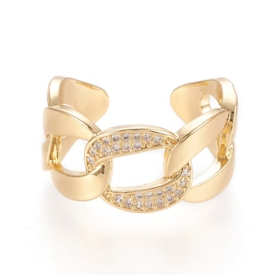 Anillo ajustable eslabones grande baño de oro / unidad