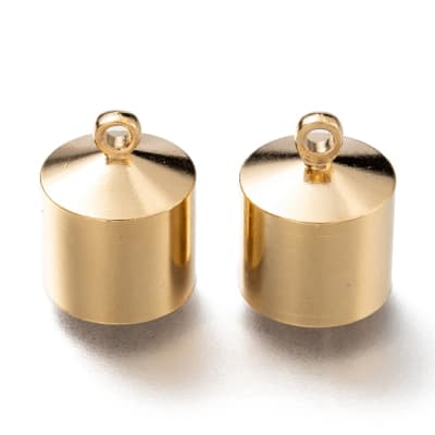 Terminal maxi campana tapa cuero 9 mm baño plata oro / par