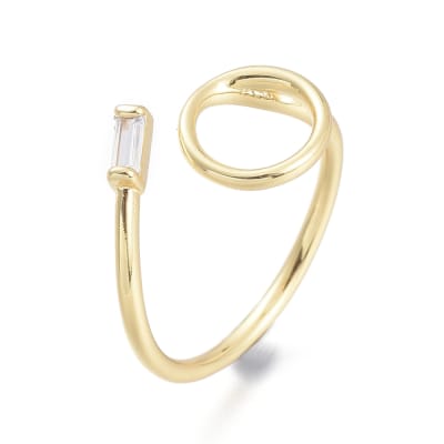 Anillo ajustable círculo minimalista zircón baño de oro / unidad