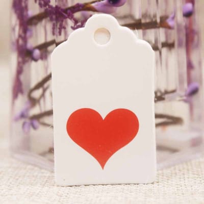 Etiquetas tags cartón corazón amor regalo / 100 uds